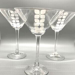 Pfaltzgraff Eastside Martini Cosmopolitan 12 Ounce Etched Glass Design Set of 3